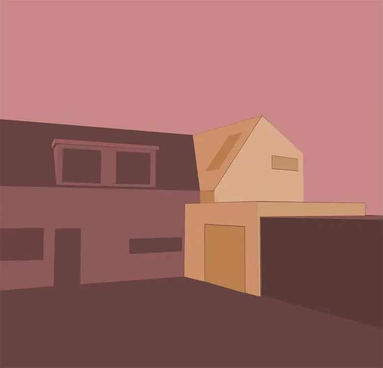 Illustration von Mi101: der moderne Anbau neben der bestehenden Doppelhaushälfte