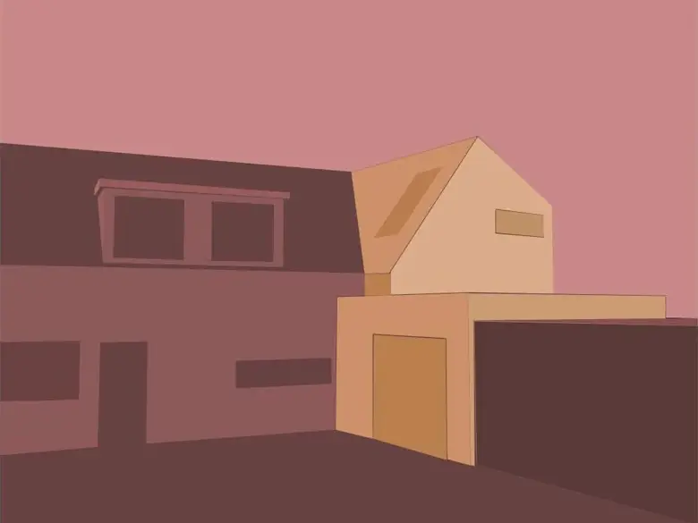 Illustration von Mi101: der moderne Anbau neben der bestehenden Doppelhaushälfte