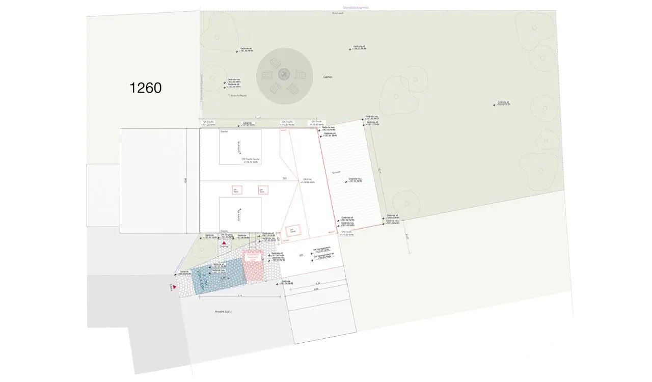 Lageplan mit Garten und Anbau